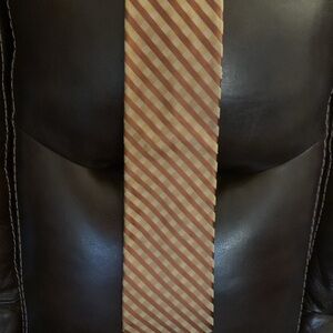 Brooks Brothers Orange and Cream Checkered Tie EUC